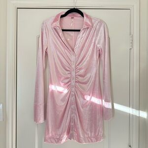Free People Shayla‎ Velvet Minidress in light bubblegum Pink NEW WITHOUT TAGS
